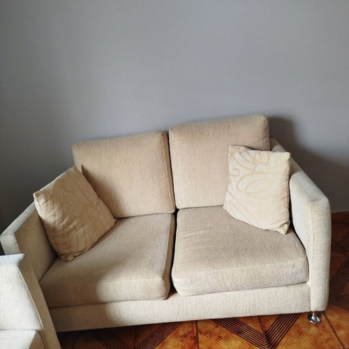 Beige sofa set like new, three-seater, two-seater and armchair