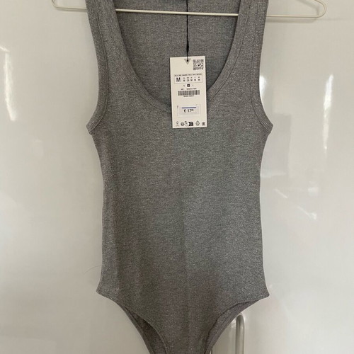 Zara lurex bodysuit new, medium, gray