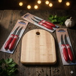 Serax wooden cutting and serving board new with 8 Tramontina knives