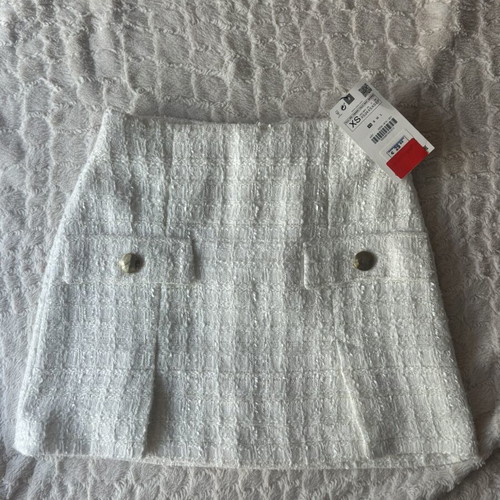 Zara White Textured Mini Skirt New with Tags Size XS