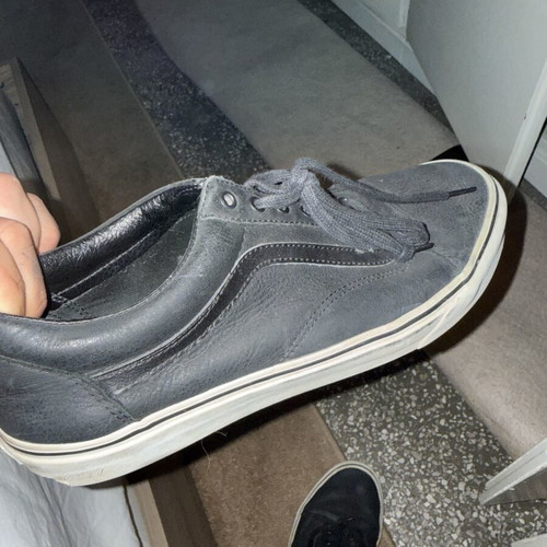 Vans Old Skool Black Leather Shoes Size 44.5 Used