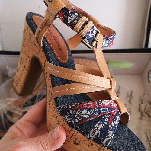 Pepe Jeans high-heeled sandals like new, size 38, blue multicolor