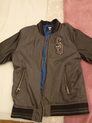 FSBN bomber jacket με μαύρα μανίκια σε γκρι, μέγεθος L