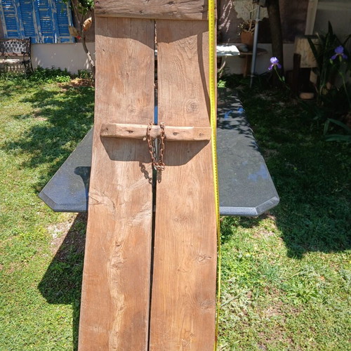 Wooden harrow used with stone teeth