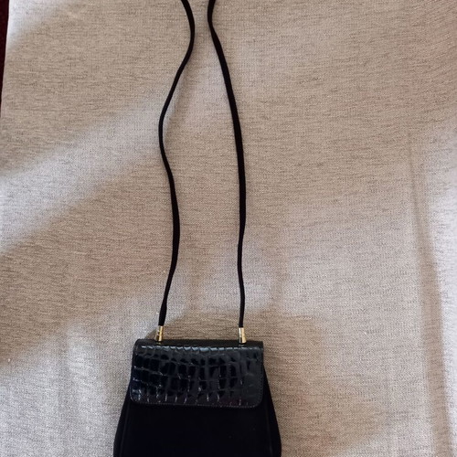 Goya vintage 1980s black suede women's evening shoulder bag used