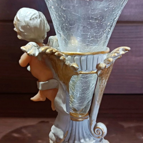 Vintage angel candle holder glass new