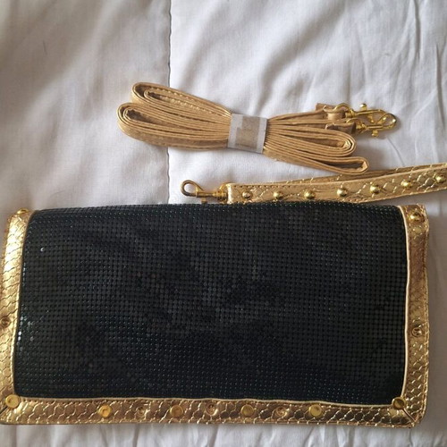 Evening bag like new, black with gold details