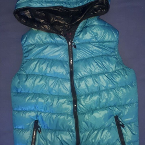 Sleeveless jacket with hood like new, turquoise, size M/L