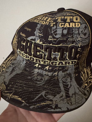 Ghetto Report Card Fullcap Hat like new, black and gold, size S