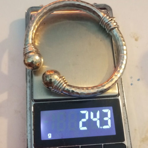 Lalaounis A21 925 750 bracelet used, vintage hammered with 18k gold