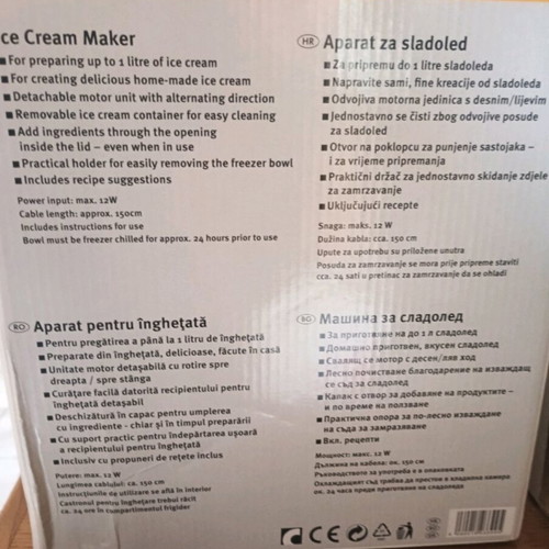 SilverCrest ice cream maker new, 1 litre capacity