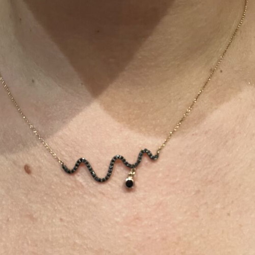 14K rose gold necklace with black zircon, unworn
