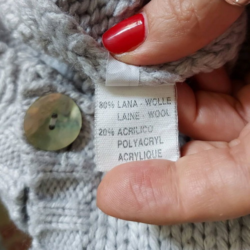 Vintage Italian Sweater used, wool blend, asymmetrical collar