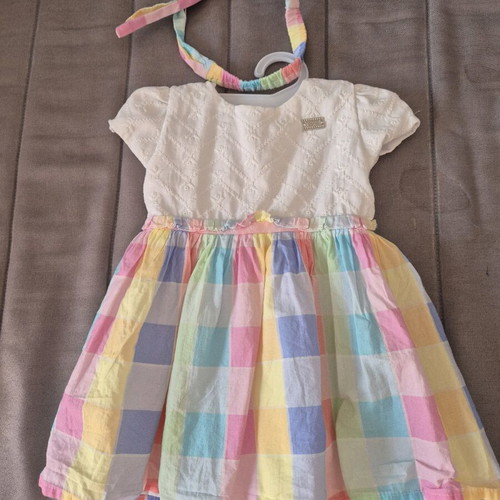 Baby dress 3-6 months summer with ribbon set like new, unworn