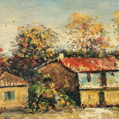 Village oil painting by Athanasios Christos used