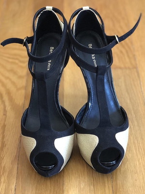 Bershka platform sandals size 38, black and gold