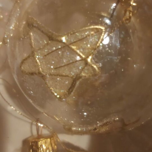 Christmas balls new, pack of 12, gold plastic with star design