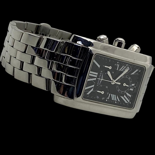Longines χρονογράφος ανδρικός ατσάλινος σαν καινούργιος, μαύρο και ασημί