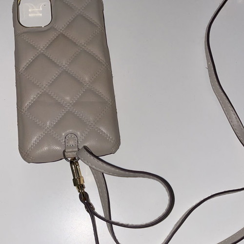 Leather phone case for iPhone 11 used with removable strap