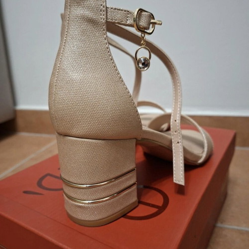 Exe beige sandals like new, leather, 7.5cm heel, size 37