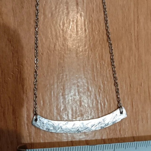Minimal Silver Necklace Handmade Aluminum Bar, 36cm Chain