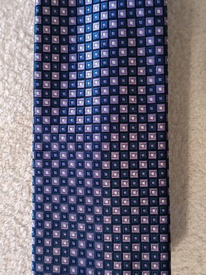 Chaps men's tie blue with purple check, 100% polyester, new