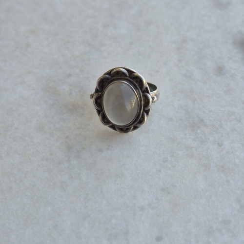Silver ring with semi-precious stone s925 vintage, grey