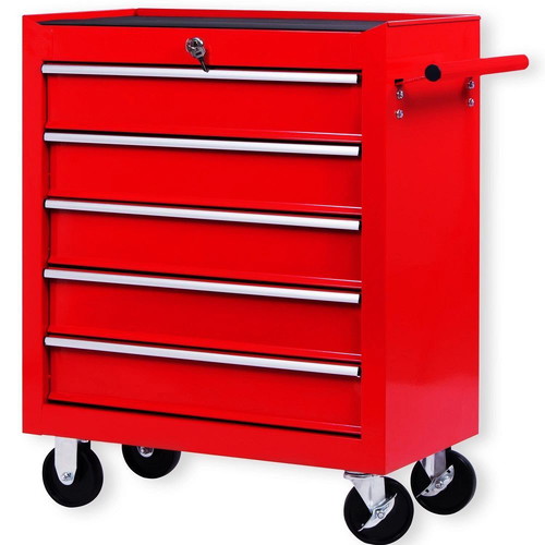 Masko Rolling Tool Cabinet with 5 Drawers Metal Lockable