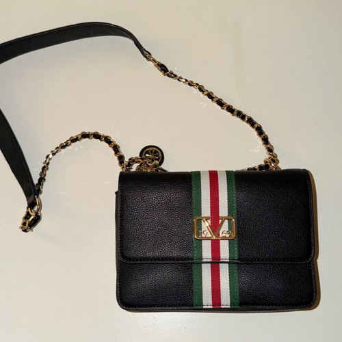 19V69 Italia Shoulder Bag Black with Gold Chain New