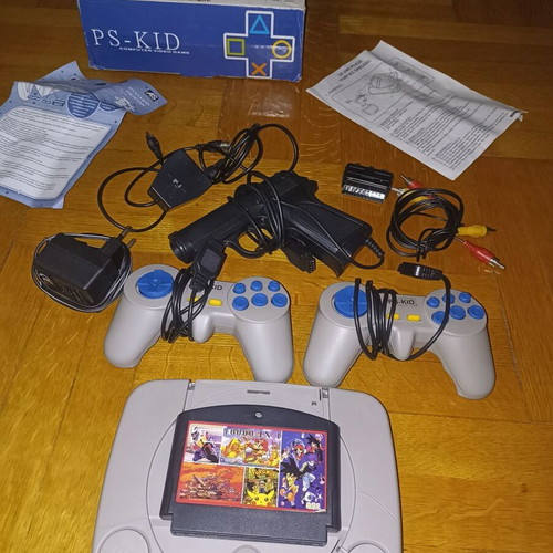 PS KID console used, grey with two controllers and cartridge