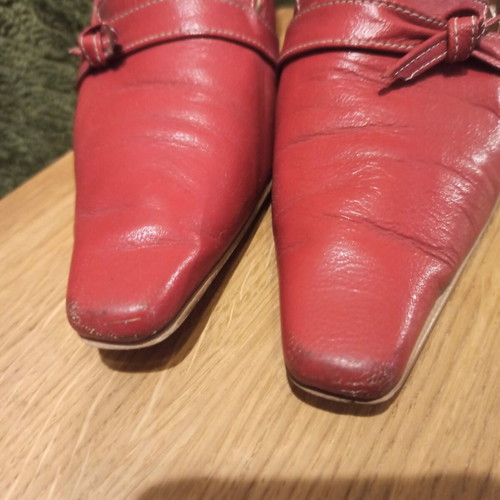 Red leather pumps size 37 used, 5.5 cm heel