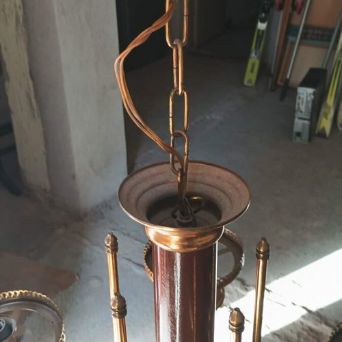 Vintage pentafoto ceiling light used, brass