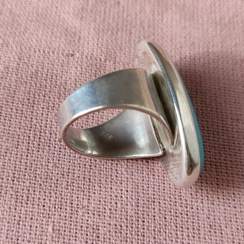 Silver ring 950 with natural turquoise