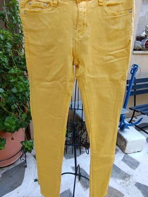 Colored stretch denim pants mustard color size S new
