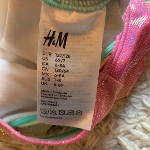 H&M Rainbow swimsuit with glitters, size 122/128