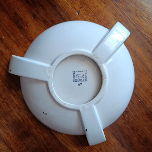 Titan Cement promotional ashtray used, ceramic, 18 cm diameter