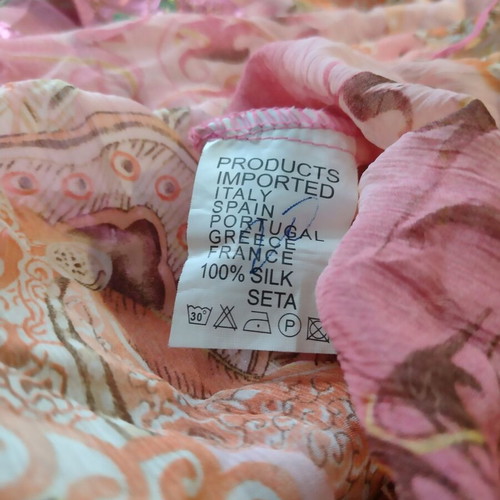 Silk see-through pink floral tunic new with sequins