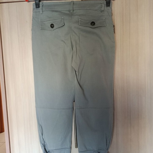 Capri pants used, khaki, size S with decorative zippers