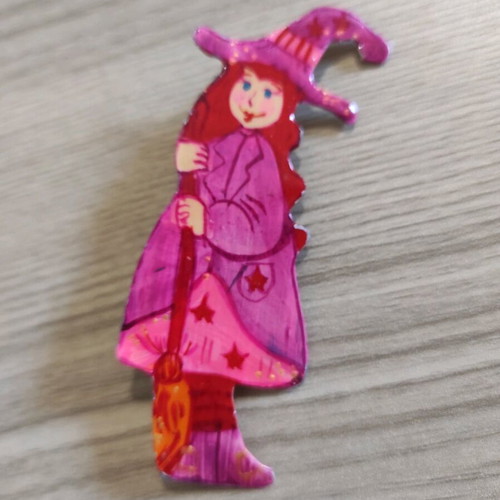 Witch Brooch handmade with enamel like new