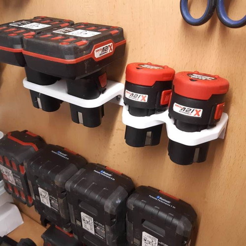 Wall mount for 2 Parkside X12V batteries 4 or 5 Ah made to order