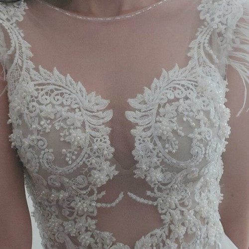 Bridal lace top handmade, new, light ivory, size M