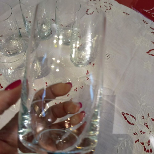 Vintage crystal water glasses set of 6 like new with matte engraving