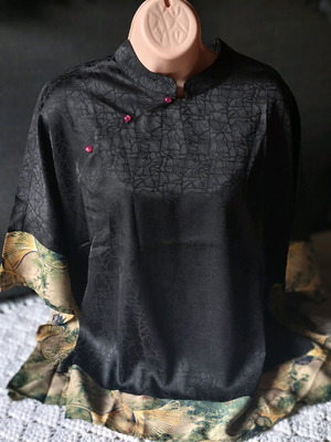 Kimono shirt soft silk fabric like new, black