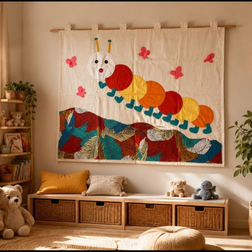 Children's curtain with caterpillar design, new