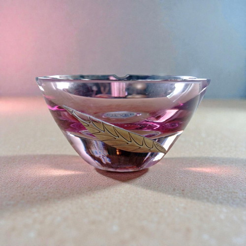 Crystal ashtray with silver like new