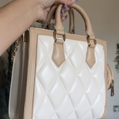 Aldo quilted handheld and shoulder bag like new, nude beige with gold details