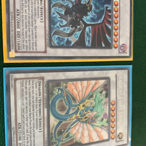 Ancient Fairy Dragon and Black Winged Dragon Yu-Gi-Oh! cards like new