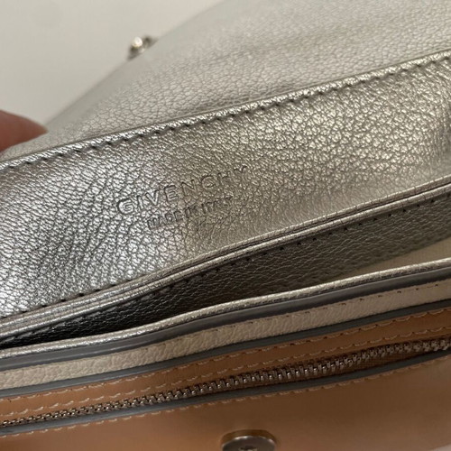 Givenchy Duetto Crossbody Bag like new, beige and silver leather