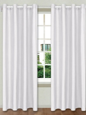 Decorative curtain with rings, white, 140x260 cm, new, artificial silk