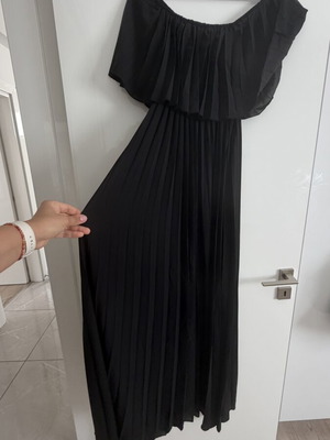 Black Summer Dress New, Pleated and Airy with Adjustable Sleeves